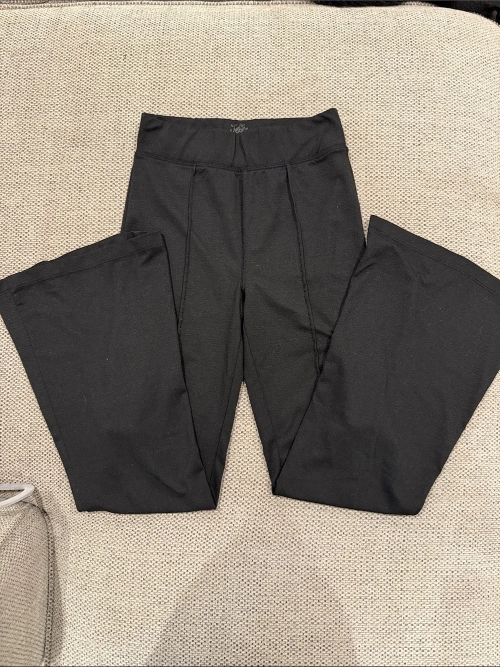 Kids Black Performance flare Leggings with cargo Pocket